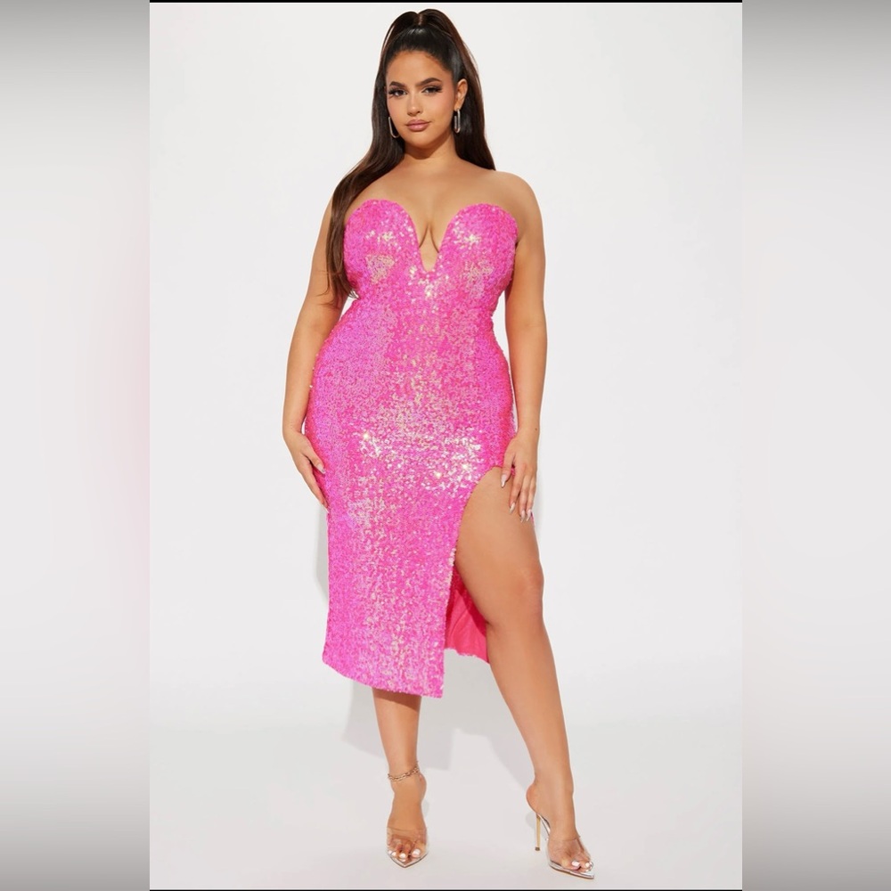 Catalina sequin midi dress pink 1X Fashion Nova
